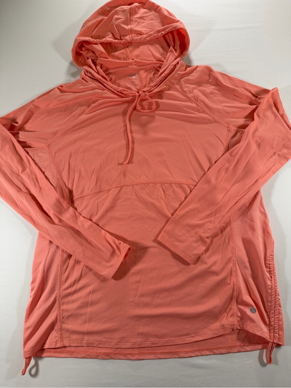 Lightweight Coral Hooded Long-Sleeve Top
